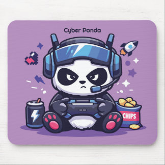 Cyberpunk Panda Gamer skrivbordsunderlägg - Musmat Musmatta