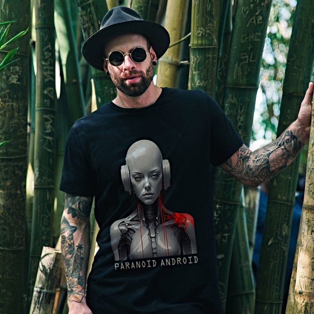 Cyberpunk Paranoid Android Sci-Fi Grafisk T-Shirt (Skapare uppladdad)