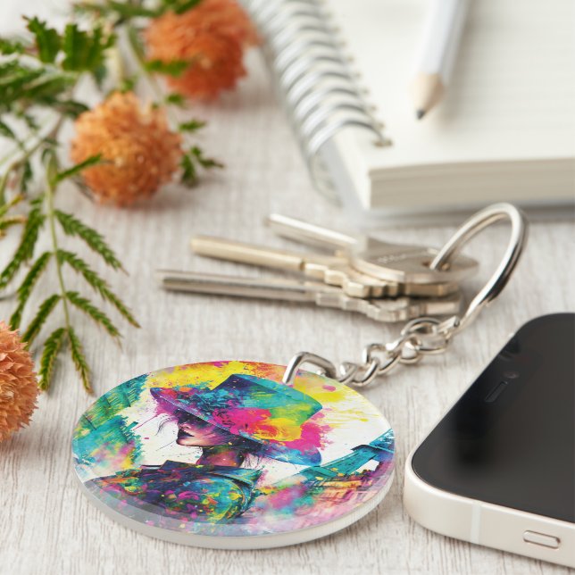 Cyberpunk Paris Keychain – Futuristic & Romantic (Högra Framsidan)