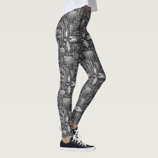 Cyberpunk PCB Circuit Board Mönster Design Leggings