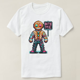 Cyberpunk Pepparkaksgubbe - "Bita Me" jul T Shirt