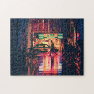 Cyberpunk puzzle, coola scifi japan Street scen Pussel