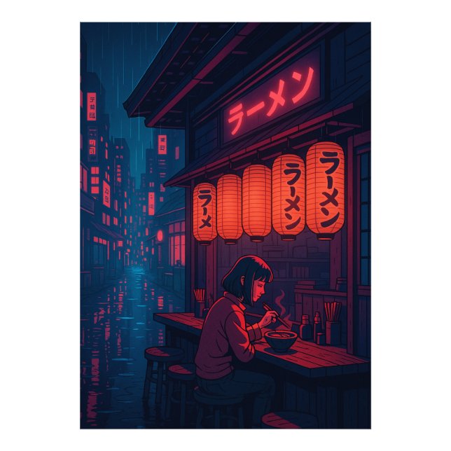 Cyberpunk Ramen Night Poster – Neon Japanese Citys (Framsidan)