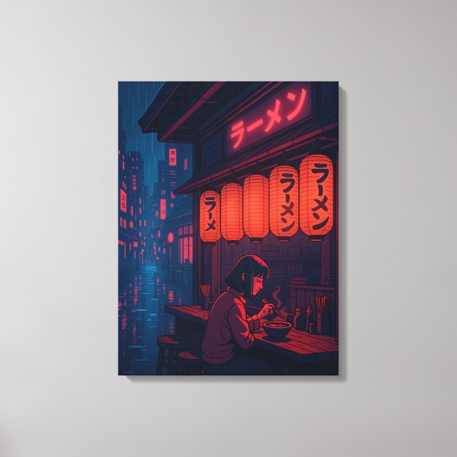 Cyberpunk Ramen Night Poster – Neon Japanese Citys Canvastryck (Framsida)