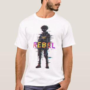 Cyberpunk-rebell-anime-glitch-art-futuristisk-gatu T Shirt