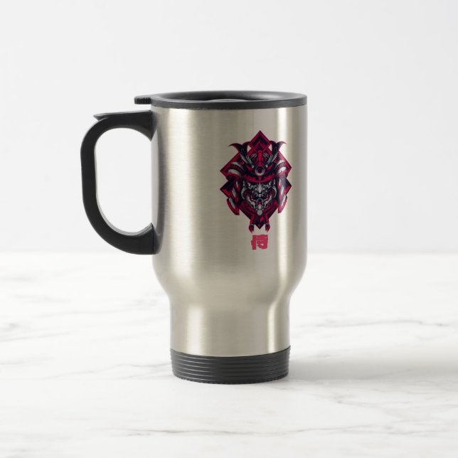 Cyberpunk Red Oni Samurai Travel Mug Resemugg (Vänster)