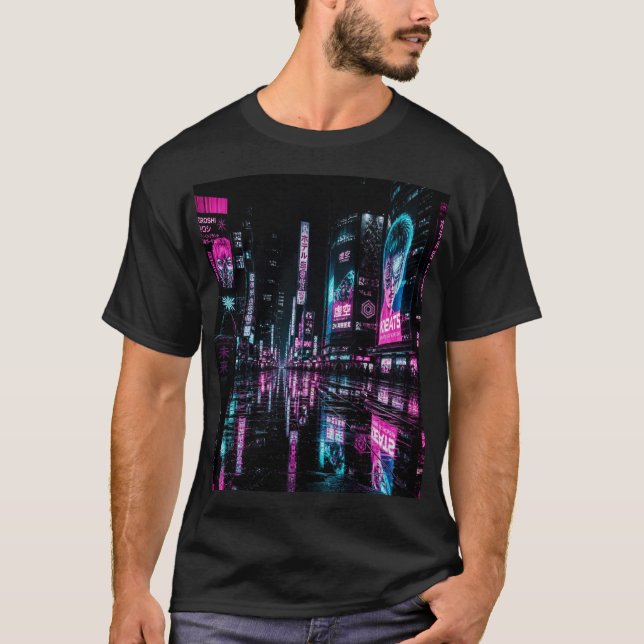 Cyberpunk-regn T Shirt (Framsida)