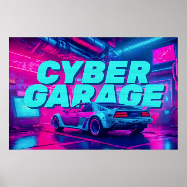 Cyberpunk Retro Car Synthwave Garage Sci-Fi Poster (Framsidan)