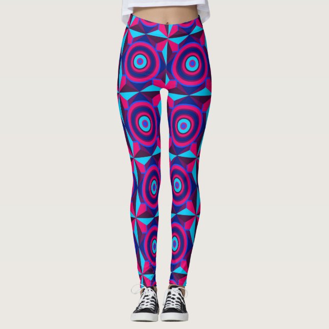 Cyberpunk Retro Grid Leggings (Framsida)