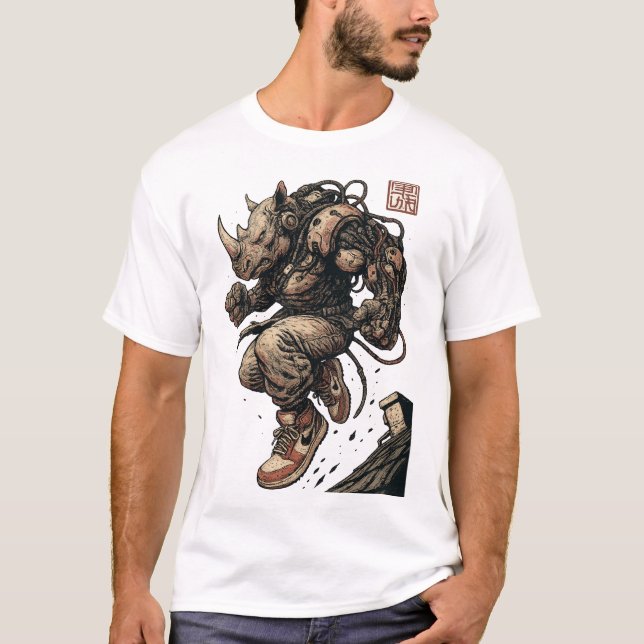 Cyberpunk Rhino T Shirt (Framsida)