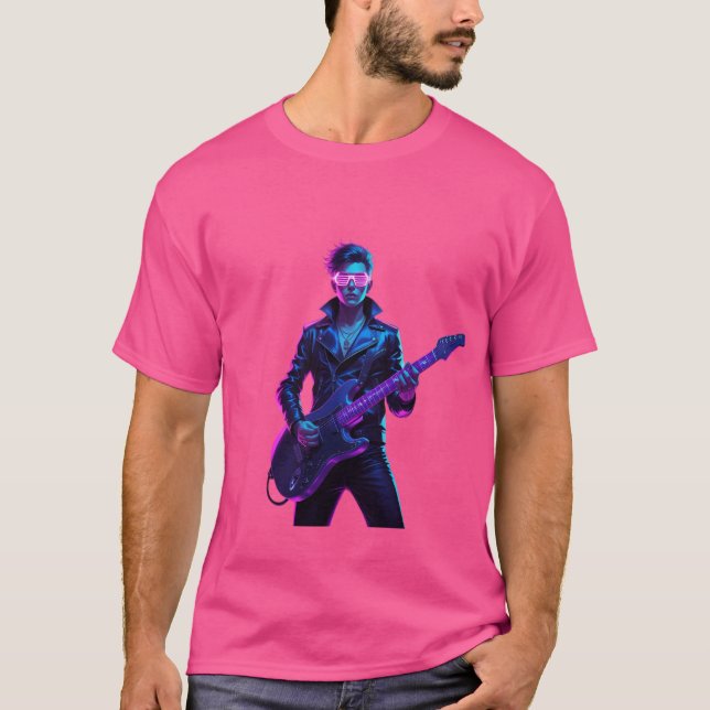 🔥 Cyberpunk Rockstar Neon Glow T-Shirt 🎸 (Framsida)