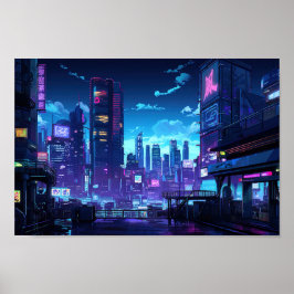 Cyberpunk Rooftop Tokyo Poster