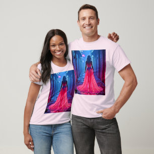 Cyberpunk Rosa Ljus Klänning Gågata Mysterium Kons T Shirt
