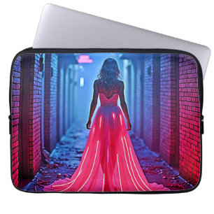 Cyberpunk Rosa Ljus Klänning Gatumystik Konst Laptop Fodral
