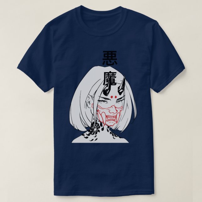 Cyberpunk Samurai Evil Girl T Shirt (Design framsida)