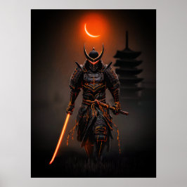 Cyberpunk Samurai Futuristiska Warrior Poster