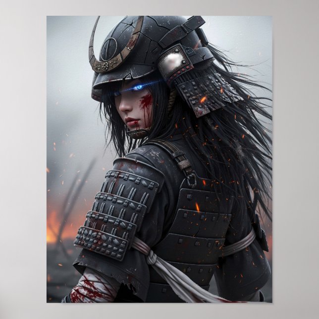 Cyberpunk Samurai Girl Poster (Framsidan)