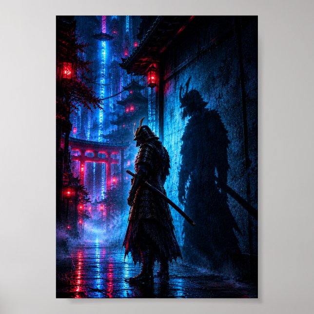 Cyberpunk Samurai Poster – Neon Ronin Shadow (Framsidan)