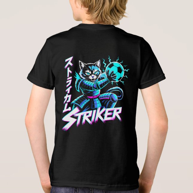 Cyberpunk Samurai Striker Katt För Spelare & Fotbo T Shirt (Baksida)