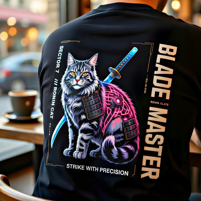 Cyberpunk Samuraj Katt Episk Sci-Fi-Gåva  T Shirt (Skapare uppladdad)