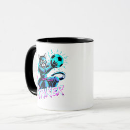 Cyberpunk Samuraj Katt Fotboll Mugg