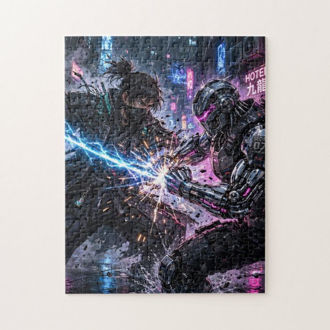 Cyberpunk-Samurajduell Pussel (Vertikal)