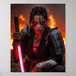 Cyberpunk Samurajflicka Poster