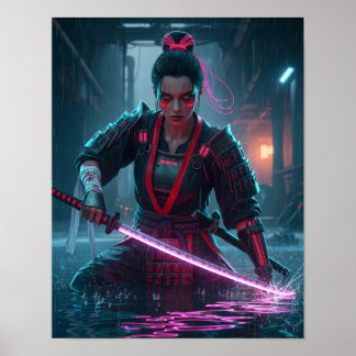 Cyberpunk Samurajflicka Poster