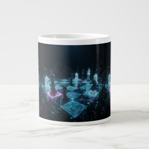 Cyberpunk Schack, Neon Digitalt Brädspel S Jumbo Mugg