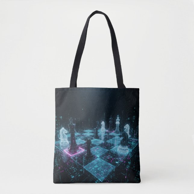 Cyberpunk Schack, Neon Digitalt Brädspel S Tygkasse (Framsida)