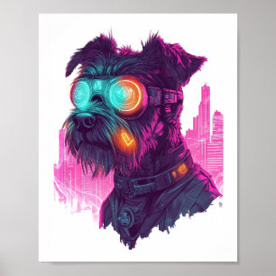 Cyberpunk Schnauzer � Futuristisk Neon Hund Poster
