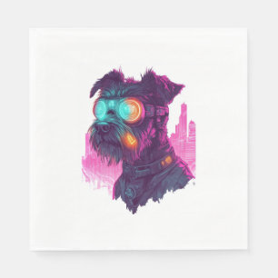 Cyberpunk Schnauzer - Futuristiska Neon Hund Pappersservett