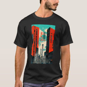Cyberpunk Sci-fi Dystopia City Ukiyo-e Japansk Re T Shirt