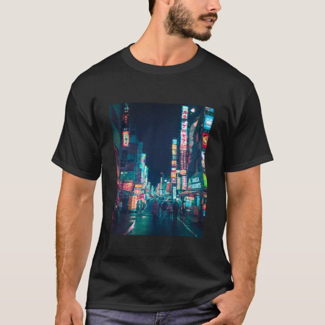 Cyberpunk Shinjuku Glitch Essential T Shirt (Framsida)