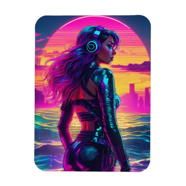 Cyberpunk Sjöjungfru Flexibel Foto-Magnet Magnet (Vertikal)