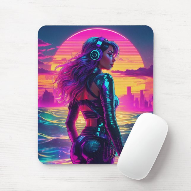 Cyberpunk Sjöjungfru Mousepad Musmatta (Med mus)