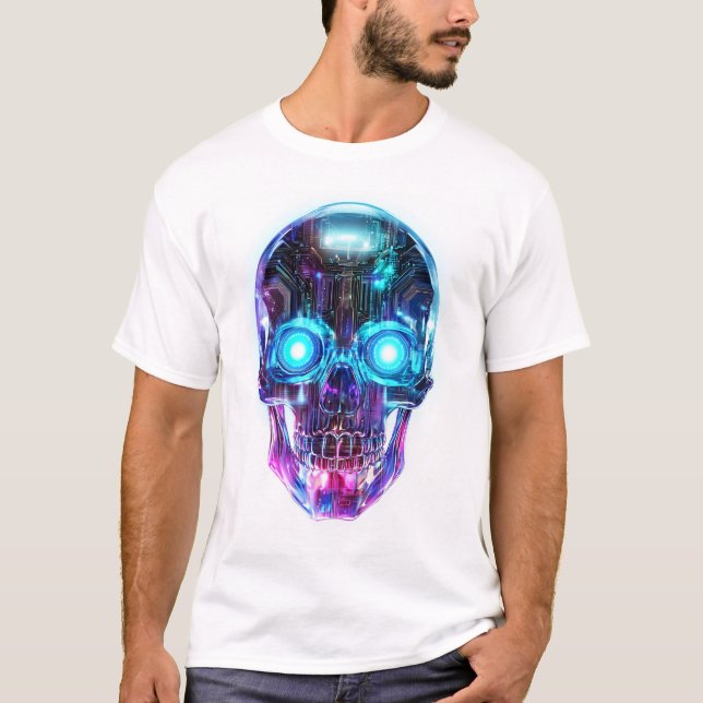 Cyberpunk Skalle King T Shirt (Framsida)