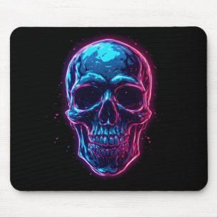 Cyberpunk Skalle Neon Synthwave Glöd Spelare Goth Musmatta