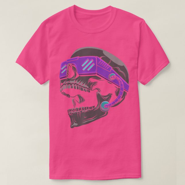 Cyberpunk Skull Dödschef Skeleton Död Metall Go T Shirt (Design framsida)
