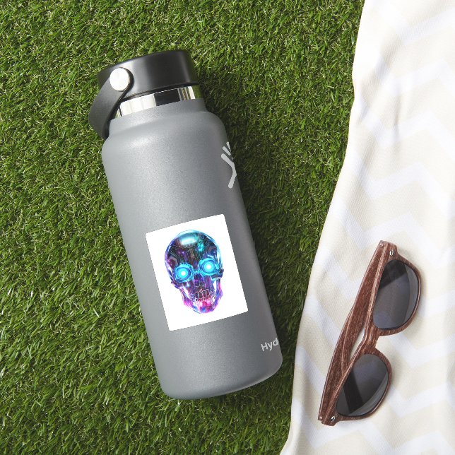 Cyberpunk Skull Kung Klistermärken (HydroFlask Insitu)