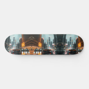 Cyberpunk Skyscrapper City Cars Mini Skateboard Bräda 18,5 Cm