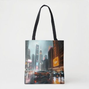 Cyberpunk Skyscrapper City Cars Tygkasse