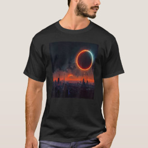 Cyberpunk Solar Eclipse Fantasy World Cityscape Im T Shirt