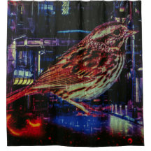 Cyberpunk Sparrow i Neon Cityscape