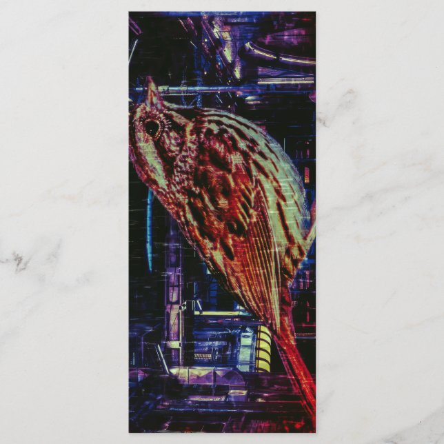 Cyberpunk Sparrow i Neon Cityscape Bookmark Meny (Framsida)