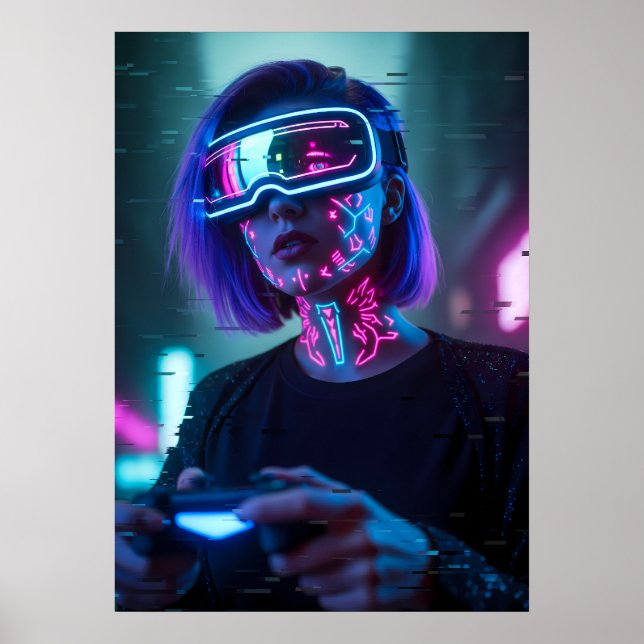 Cyberpunk-spelargentinna konst poster (Framsidan)