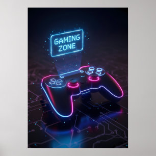 Cyberpunk spelkontroller Neon “SPELZON” Poster