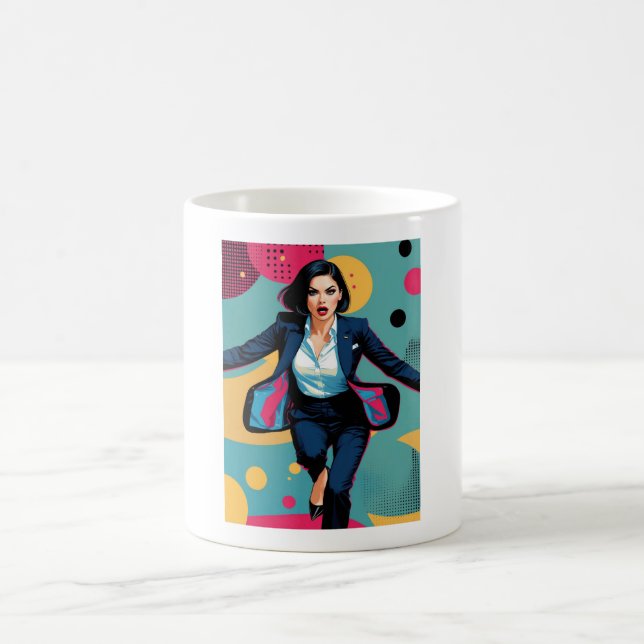Cyberpunk Stilig Tjej Popkonst Kaffemugg (Center)