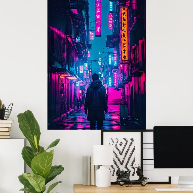 Cyberpunk Street Poster (Hemmakontoret)