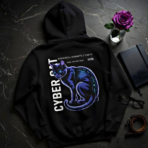 Cyberpunk Svart Katt Tröja – Glödande Present för  Hoodie